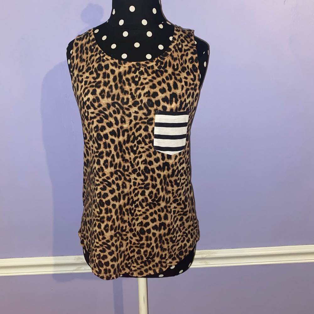 Cheetah print and striped pattern tank top